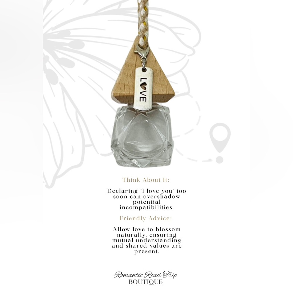 LOVE Wooden and Glass Pendant Car Fragrance Oil Diffuser Refillable Bottle